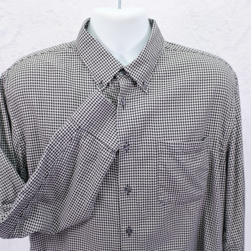 Joseph Abboud Modern Fit -XL- Black White‎ Plaid Button Down Pocket Front Cotton